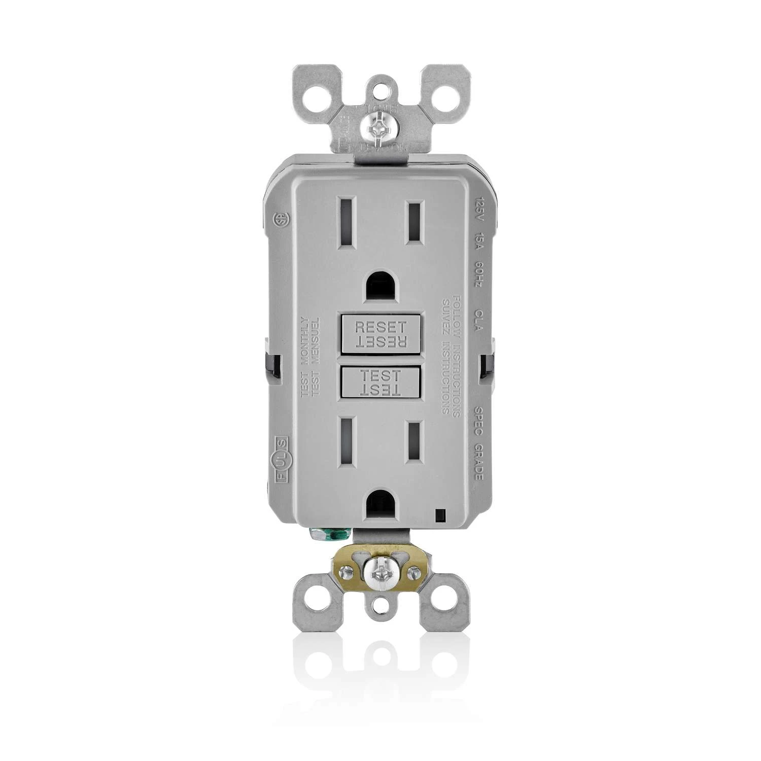 Leviton 15 Amps 125 V Duplex Gray GFCI Outlet 5-15R 1 Pk