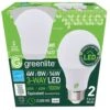 Greenlite A19 E26 (Medium) LED Light Bulb Bright White 40/60/100 Watt Equivalence 2 Pk