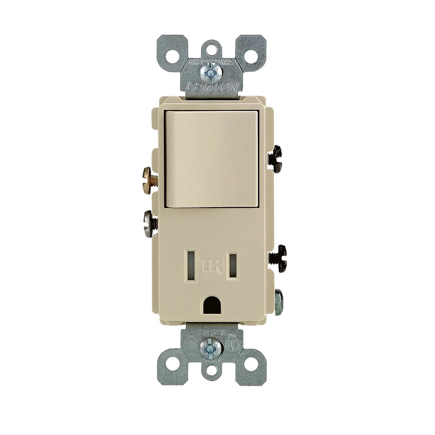 Leviton Decora 15 Amps 125 V Ivory Combination Switch/Outlet 5-15R 1 Pk