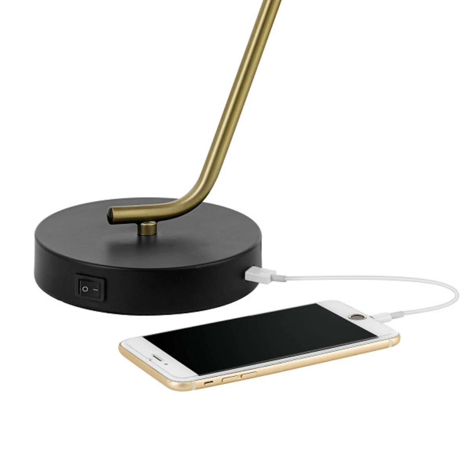 Globe Electric 17 In. Matte Black Desk Lamp W/Charging Station - Image 2