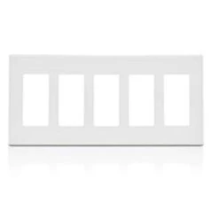 Leviton White 5 Gang Polycarbonate Decorator Screwless Wall Plate 1 Pk