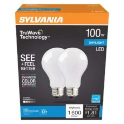 Sylvania TruWave A21 E26 (Medium) LED Bulb Daylight 100 Watt Equivalence 2 Pk