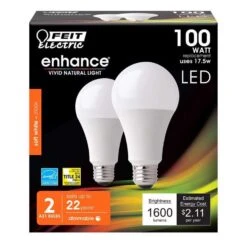 Feit LED A19 E26 (Medium) LED Bulb Soft White 100 Watt Equivalence 2 Pk