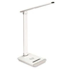 IHome 14.97 In. Gloss White Desk Lamp W/Charging Station