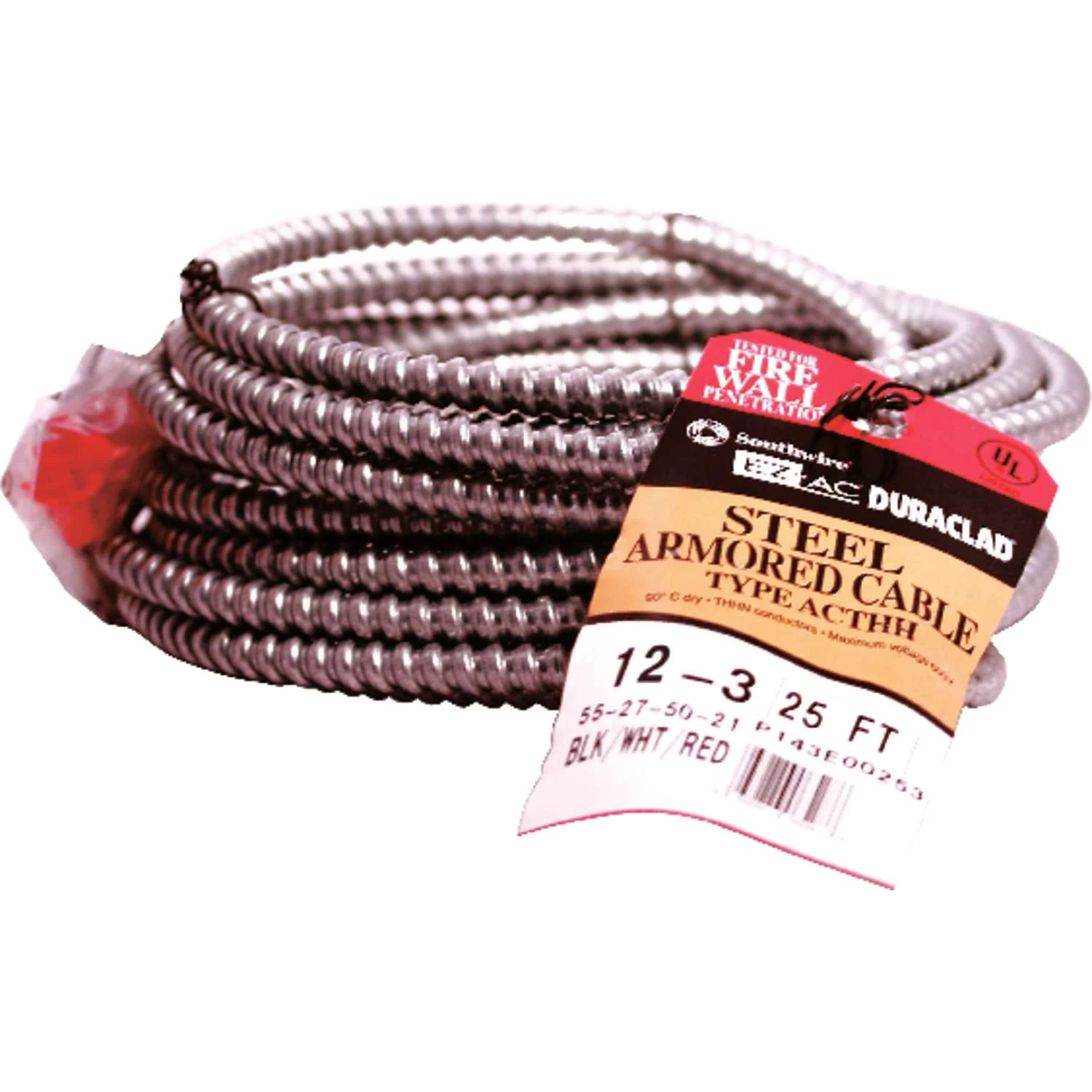 Southwire Duraclad 25 Ft. 12/3 Solid Steel Armored AC Cable