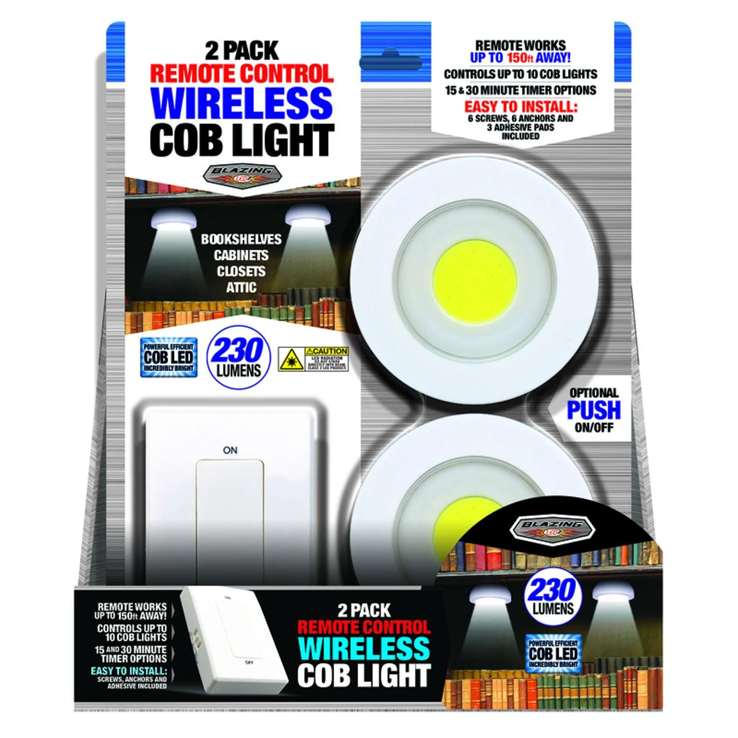 Blazing LEDz White Battery Powered LED Wireless Lights 2 Pk