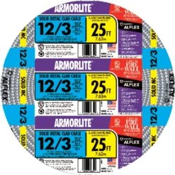 Southwire Armorlite 25 Ft. 12/3 Solid Aluminum Armored MC Cable