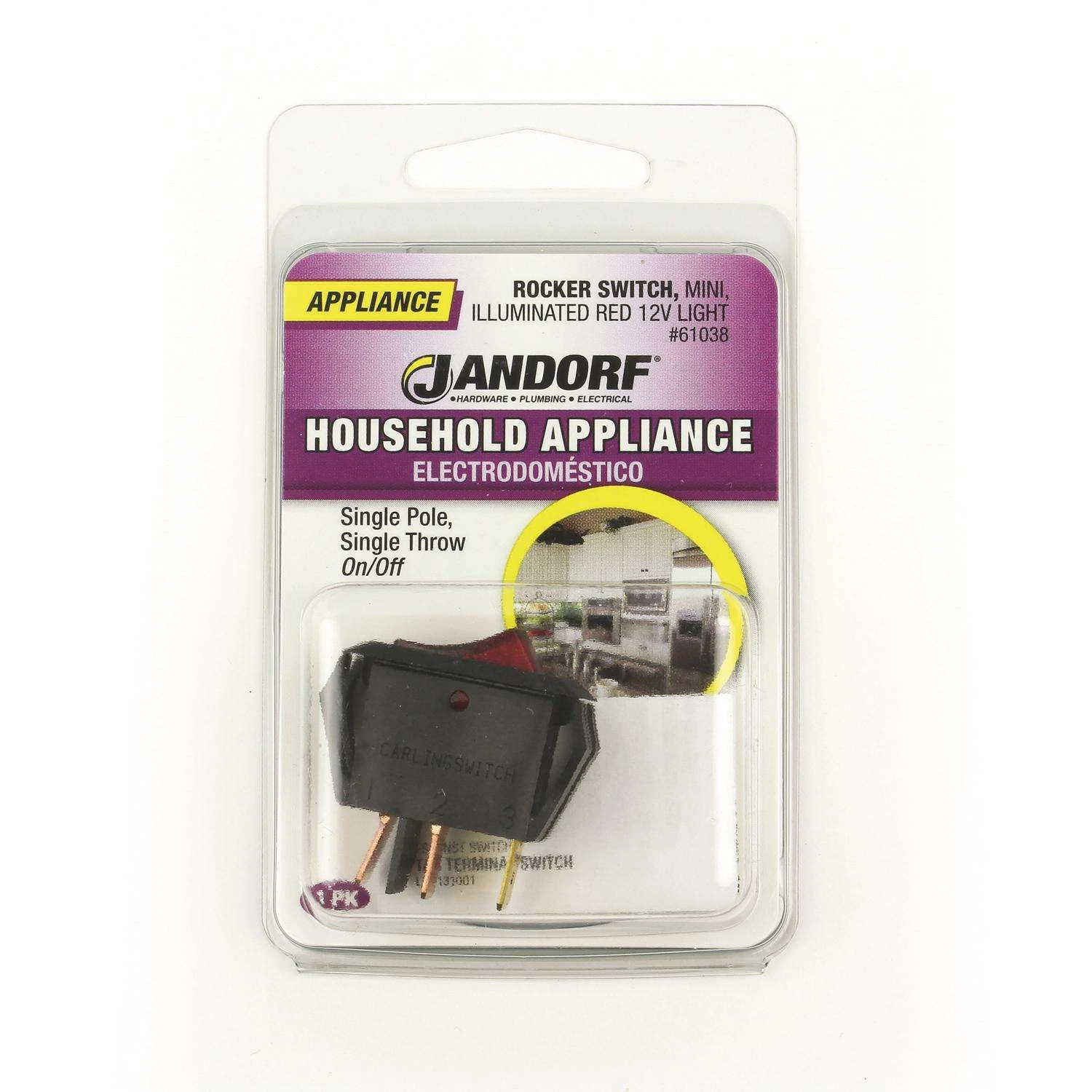 Jandorf 10 Amps Single Pole Rocker Appliance Switch Black/Red 1 Pk - Image 2