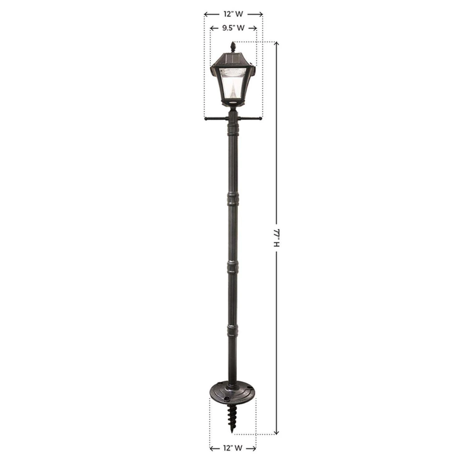 Gama Sonic Baytown 2 Semi-Gloss Solar Powered 2.4 W LED Post Light And Lamp Post 1 Pk - Image 2