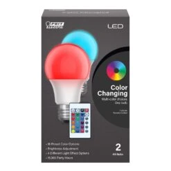 Feit A19 E26 (Medium) Party Bulb Color Changing 5 Watt Equivalence 2 Pk