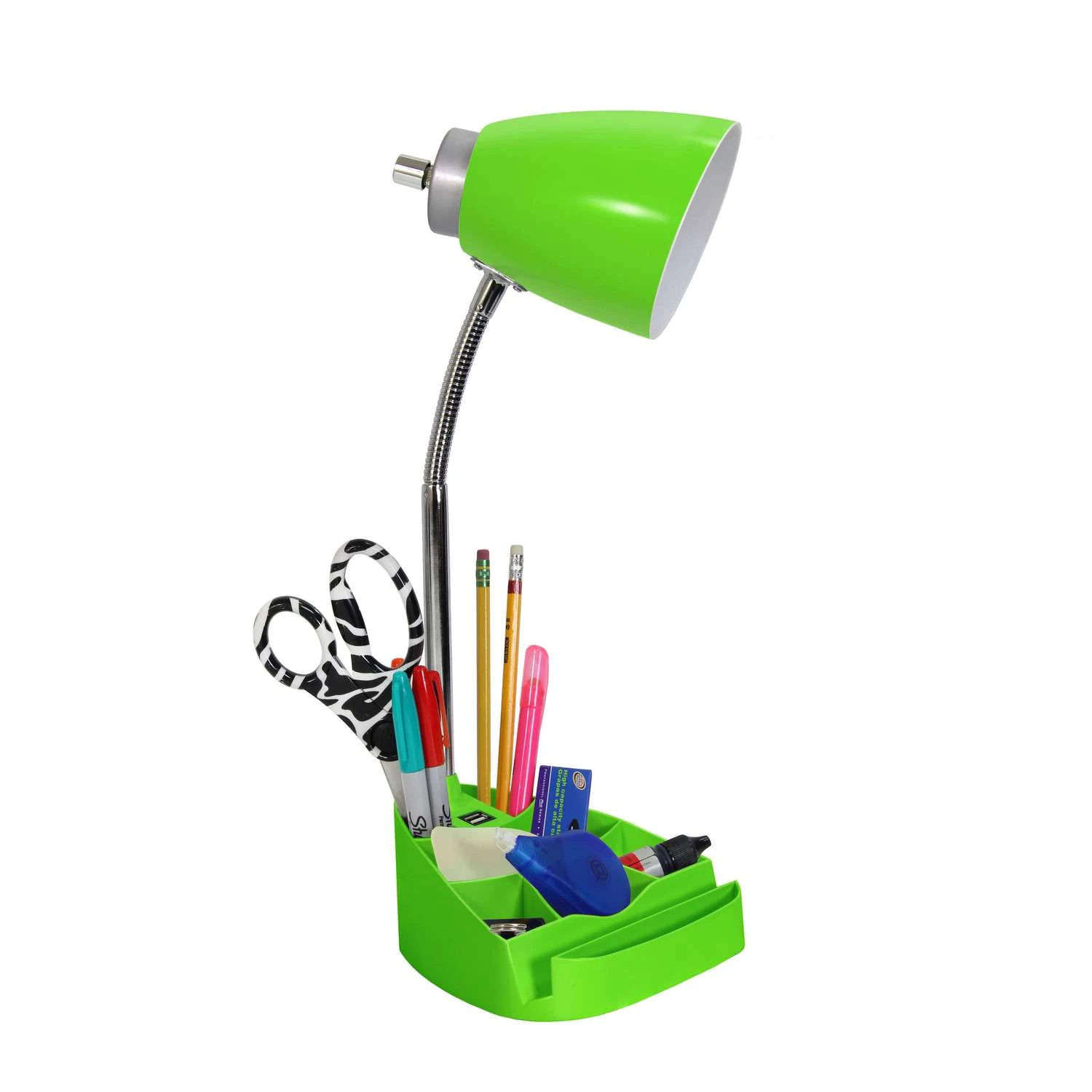 All The Rages LimeLights 18.5 In. Green Organizer Desk Lamp With USB Port - Image 2