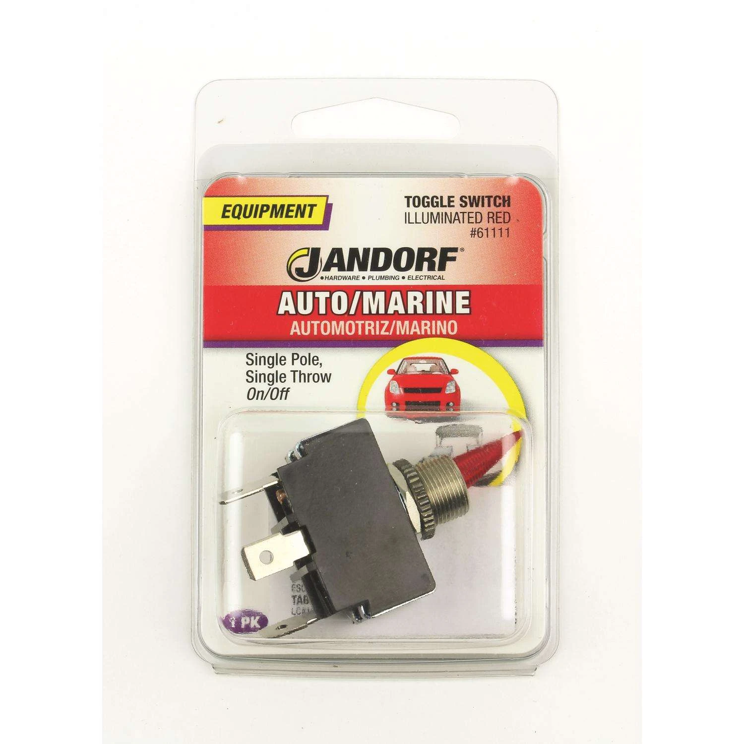 Jandorf 21 Amps Single Pole Toggle Automotive/Marine Switch Red/Silver 1 Pk - Image 2