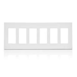 Leviton White 6 Gang Polycarbonate Decorator Screwless Wall Plate 1 Pk