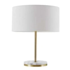 Globe Electric 19 In. Matte Brass White Table Lamp