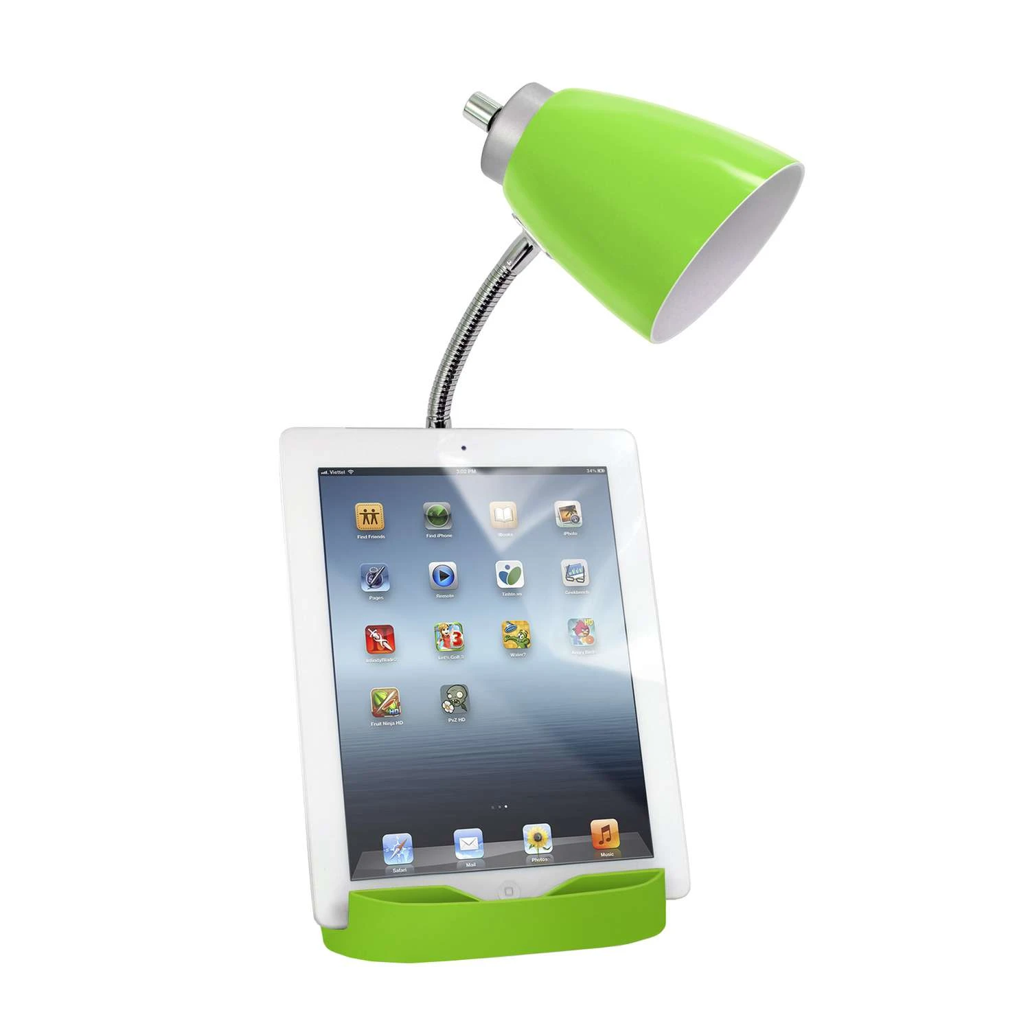 All The Rages LimeLights 18.5 In. Green Organizer Desk Lamp With USB Port - Image 3