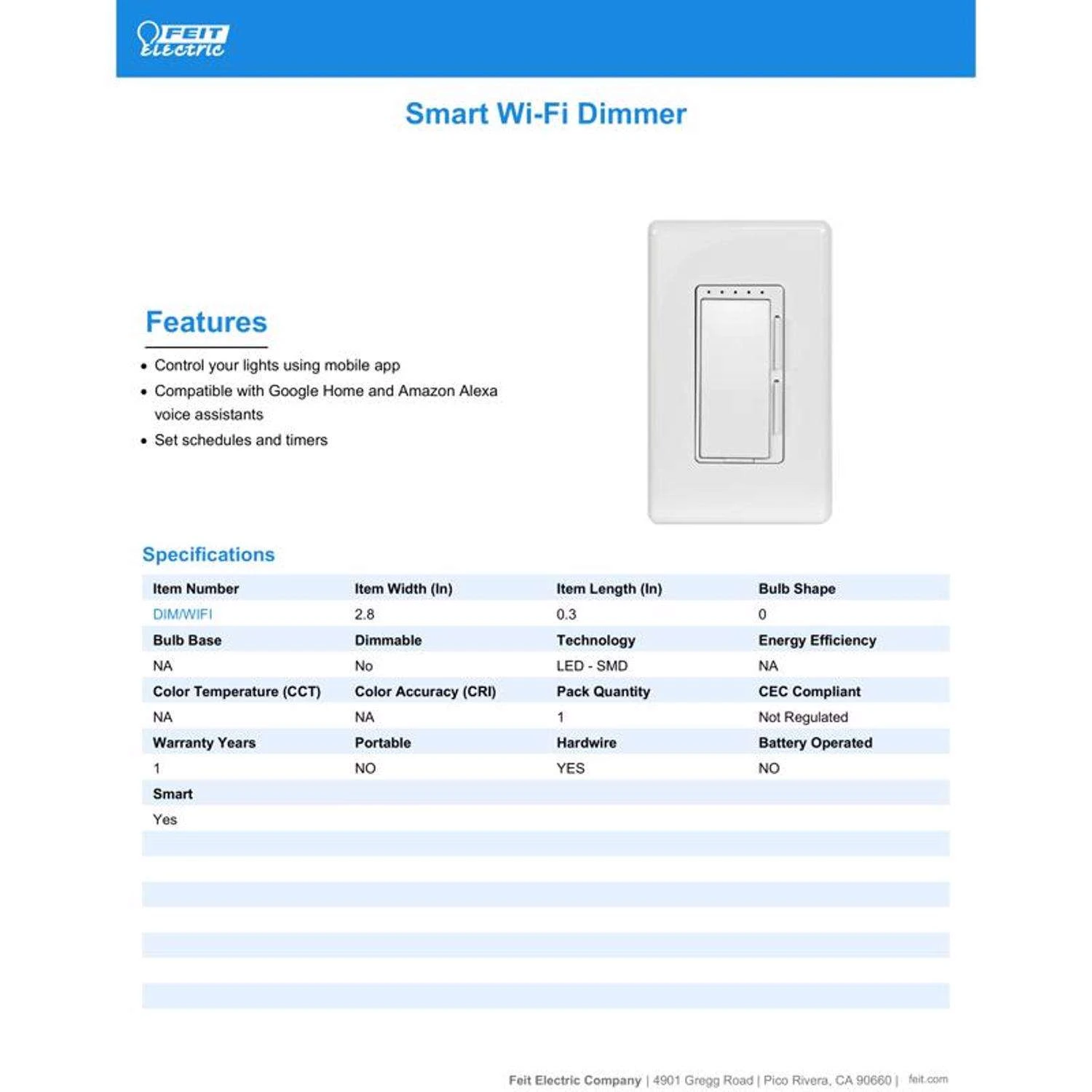 Feit Smart Home White 150 W Toggle Smart-Enabled Dimmer Switch 1 Pk - Image 6