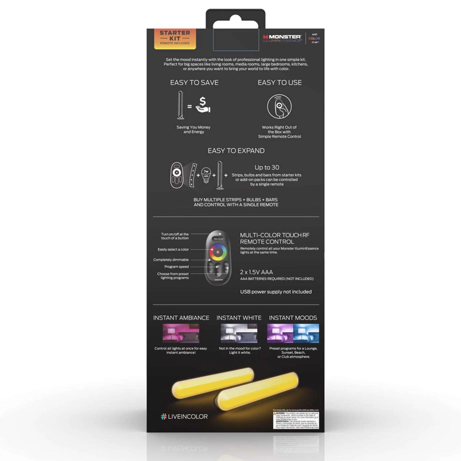 Monster Just Color It Up Illuminessence 0 In. L Black/Brown Plug-In LED Smart-Enabled Mood Light Bar - Image 7