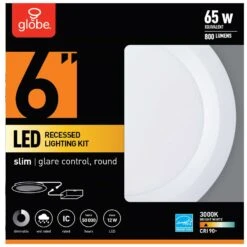 Globe Electric Ultra Slim Energy Star Frost White 6 In. W Metal LED Canless Recessed Downlight 12 W