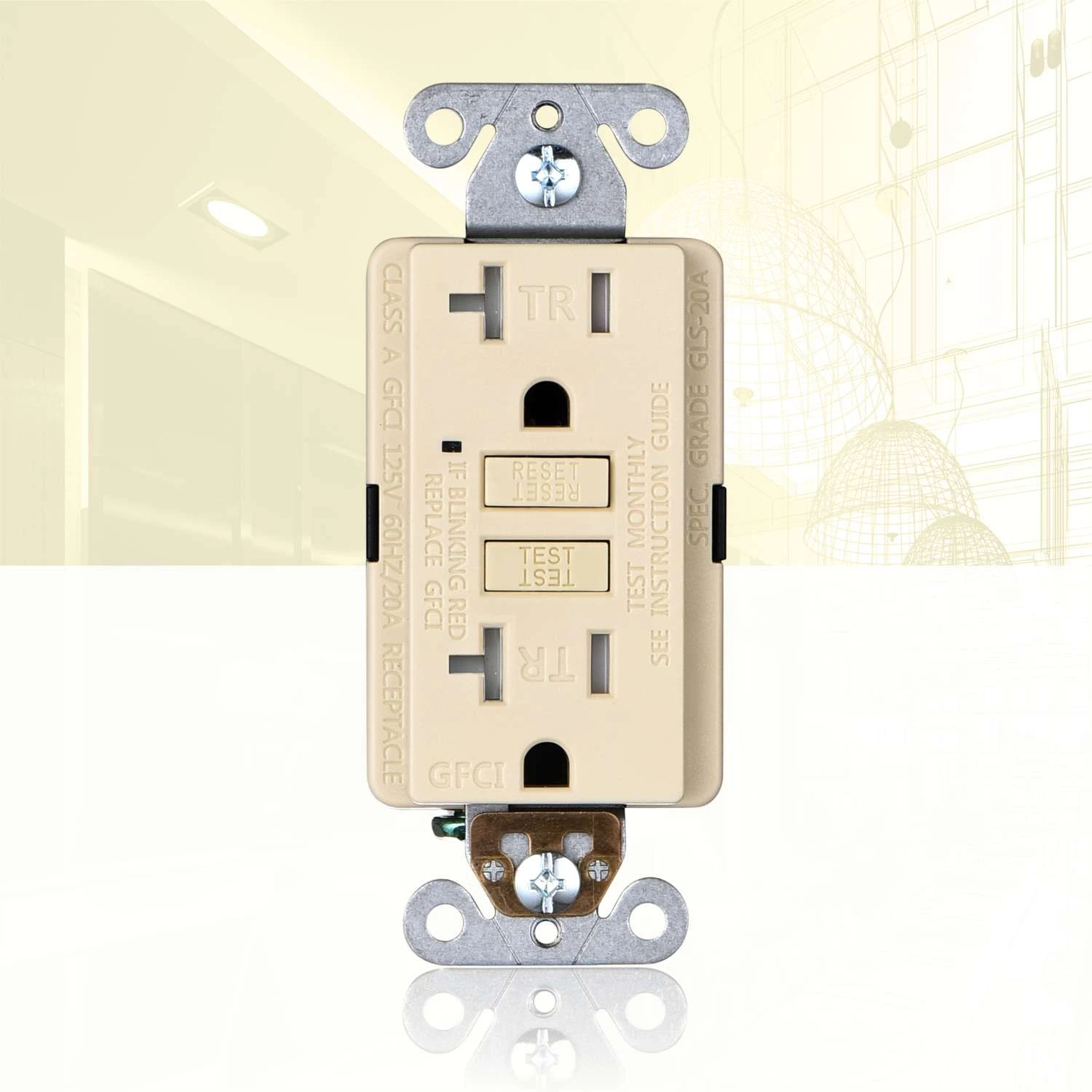 Faith 20 Amps 125 V Duplex Ivory GFCI Outlet 10 Pk - Image 5
