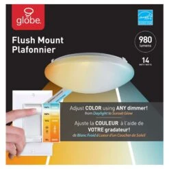 Globe Electric DuoBright 3.1 In. H X 11 In. W X 11 In. L White LED Ceiling Light Fixture
