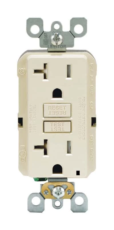 Leviton SmartlockPro 20 Amps 125 V Duplex Light Almond GFCI Outlet 5-20R 1 Pk