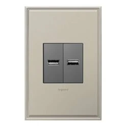 Legrand Adorne 2.1 Amps 125 V Silver Half Size USB Charging Port 5-15 R 1 Pk