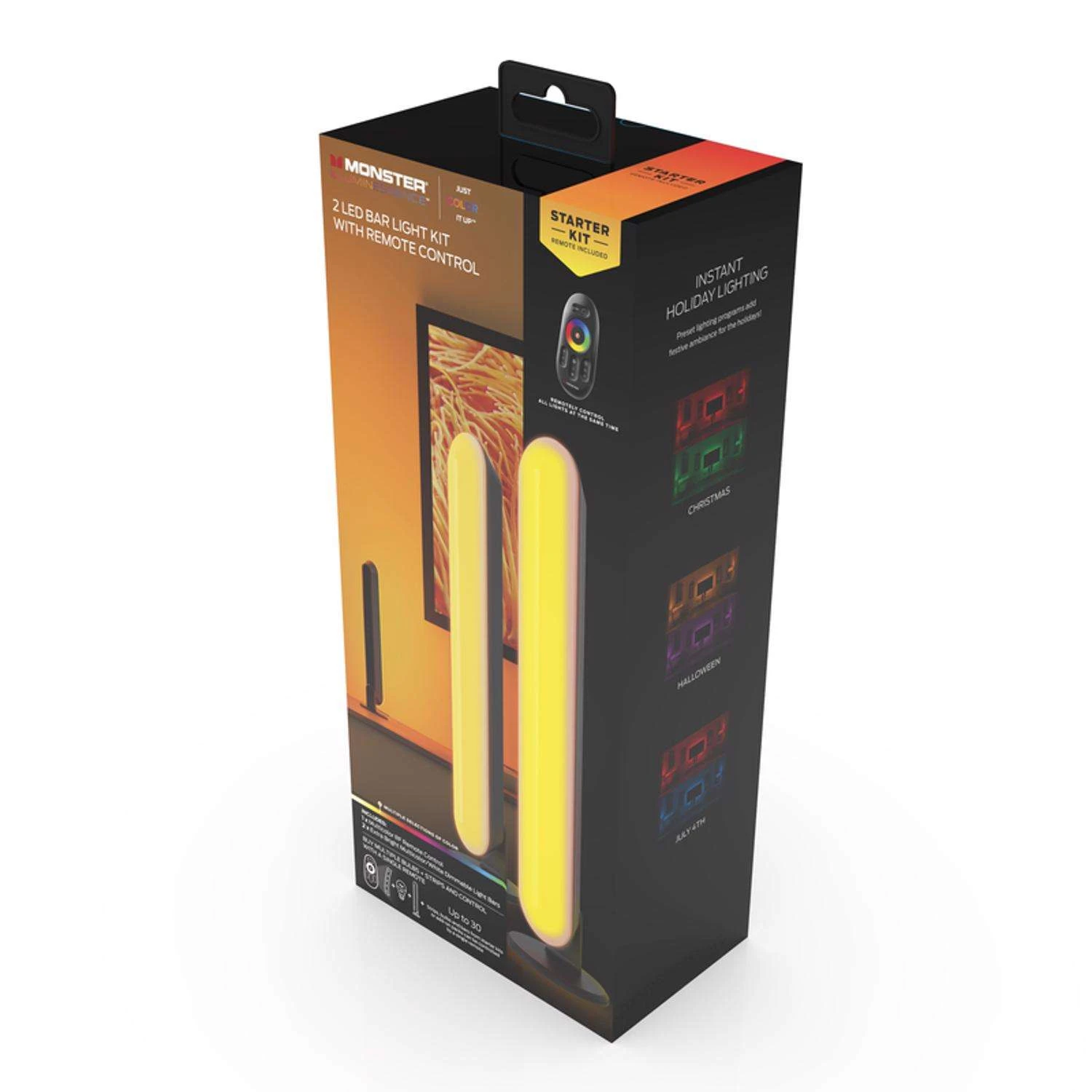 Monster Just Color It Up Illuminessence 0 In. L Black/Brown Plug-In LED Smart-Enabled Mood Light Bar - Image 10