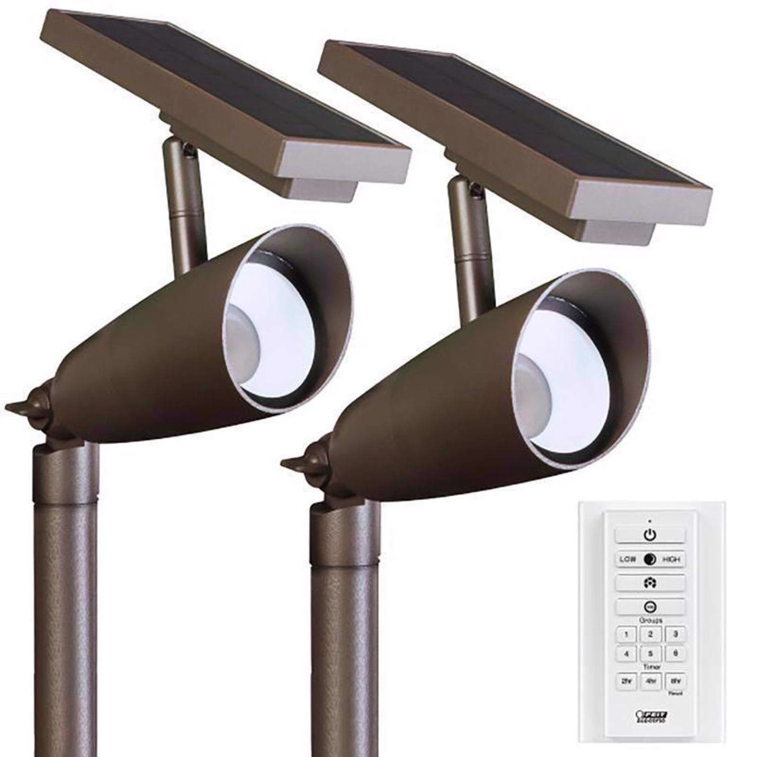 Feit OneSync Bronze Solar Powered/Remote 100 W LED Spotlight 2 Pk - Image 2