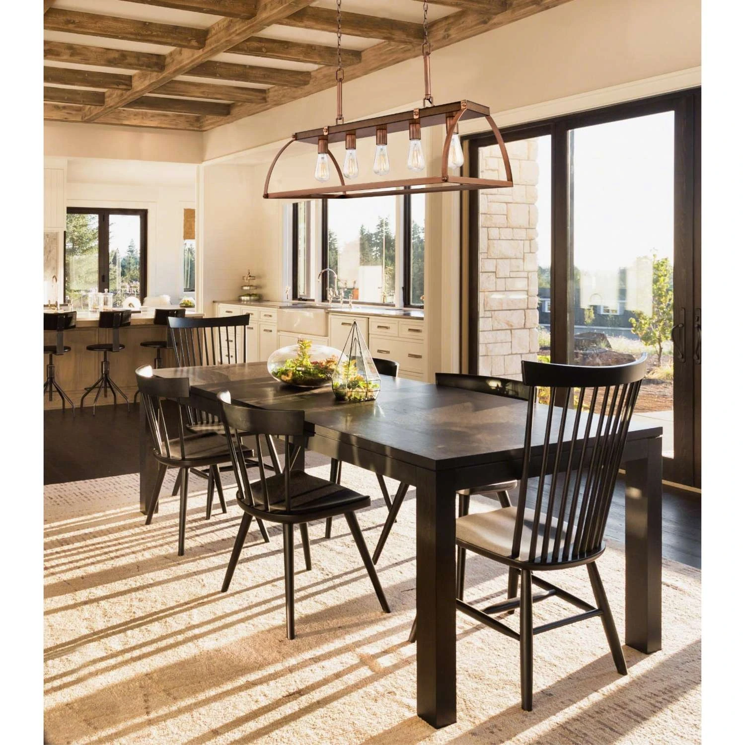 Westinghouse Oak Lane Barnwood Washed Copper 5 Lights Chandelier - Image 2