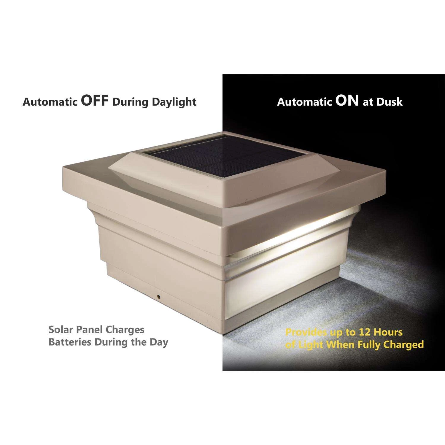 Classy Caps Tan Solar Powered 1 W LED Post Cap Light 2 Pk - Image 3