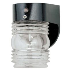 Westinghouse Gloss Black Switch Incandescent Jelly Jar Light W/Photocell