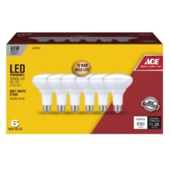 Ace BR30 E26 (Medium) LED Bulb Soft White 65 Watt Equivalence 6 Pk