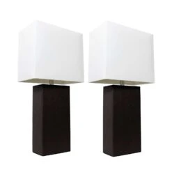 All The Rages Elegant Designs 21 In. Leather Black/White Table Lamp