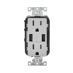 Leviton Decora 15 Amps 125 V Gray Outlet And USB Charger 5-15R 1 Pk