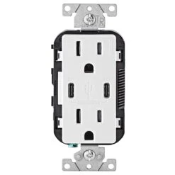 Leviton Decora 15 Amps 125 V Duplex And Type C White Outlet And USB Charger 5-15 R 1 Pk