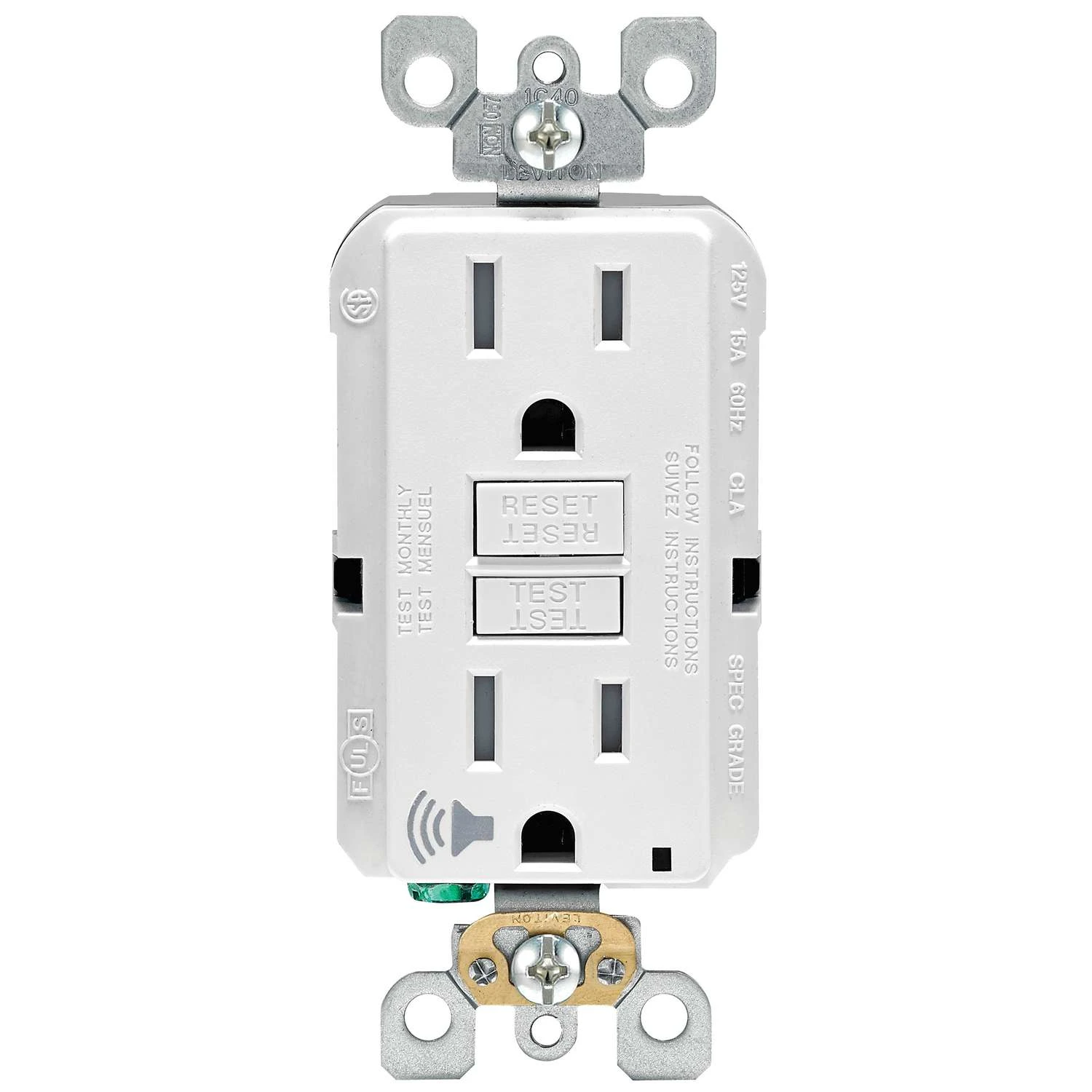Leviton 15 Amps 125 V White Audible Outlet 5-15R 1 Pk