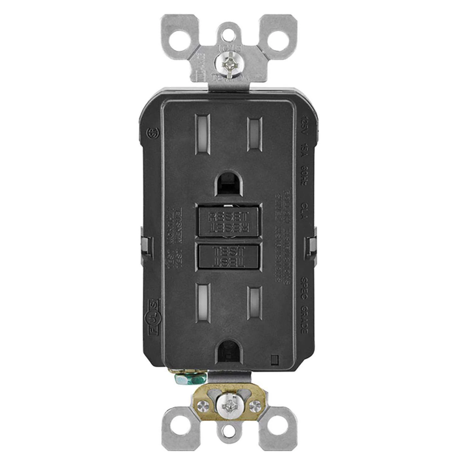Leviton SmartlockPro 15 Amps 125 V Duplex Black GFCI Outlet 5-15R 1 Pk