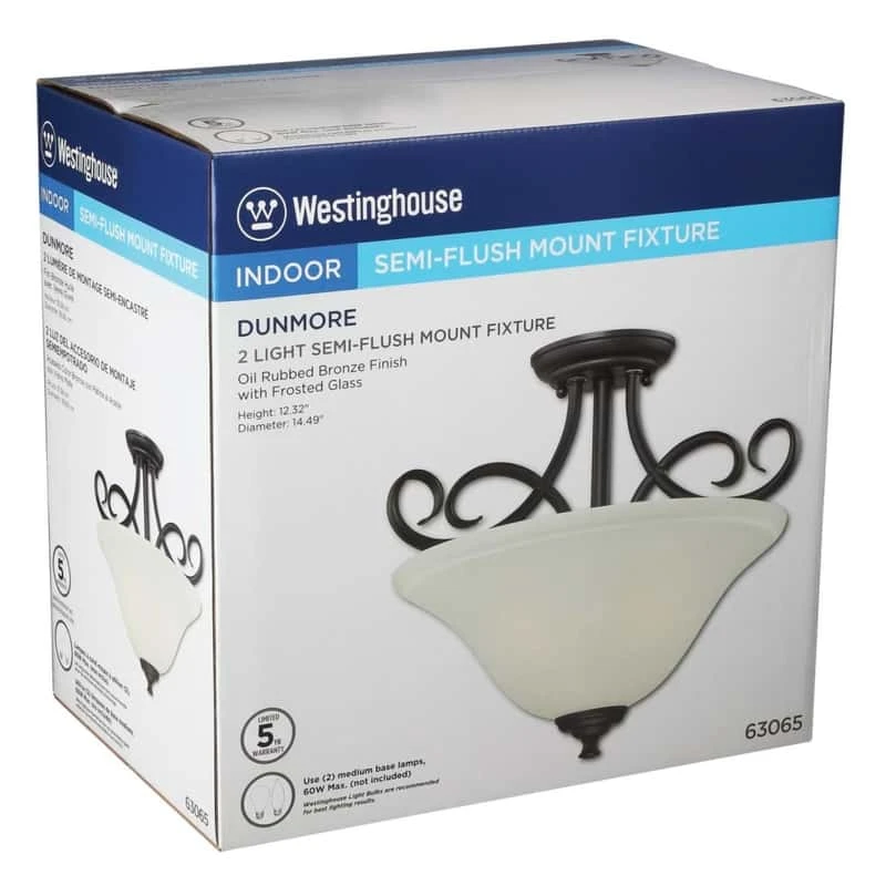 Westinghouse Dunmore 12.32 In. H X 14.49 In. W X 14.49 In. L Ceiling Light - Image 3