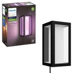 Philips Hue Matte Black Dusk To Dawn LED Wall Lantern