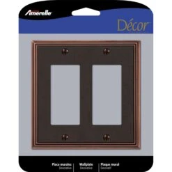 Amerelle Imperial Bead Aged Bronze 2 Gang Die-Cast Metal Decorator Wall Plate 1 Pk