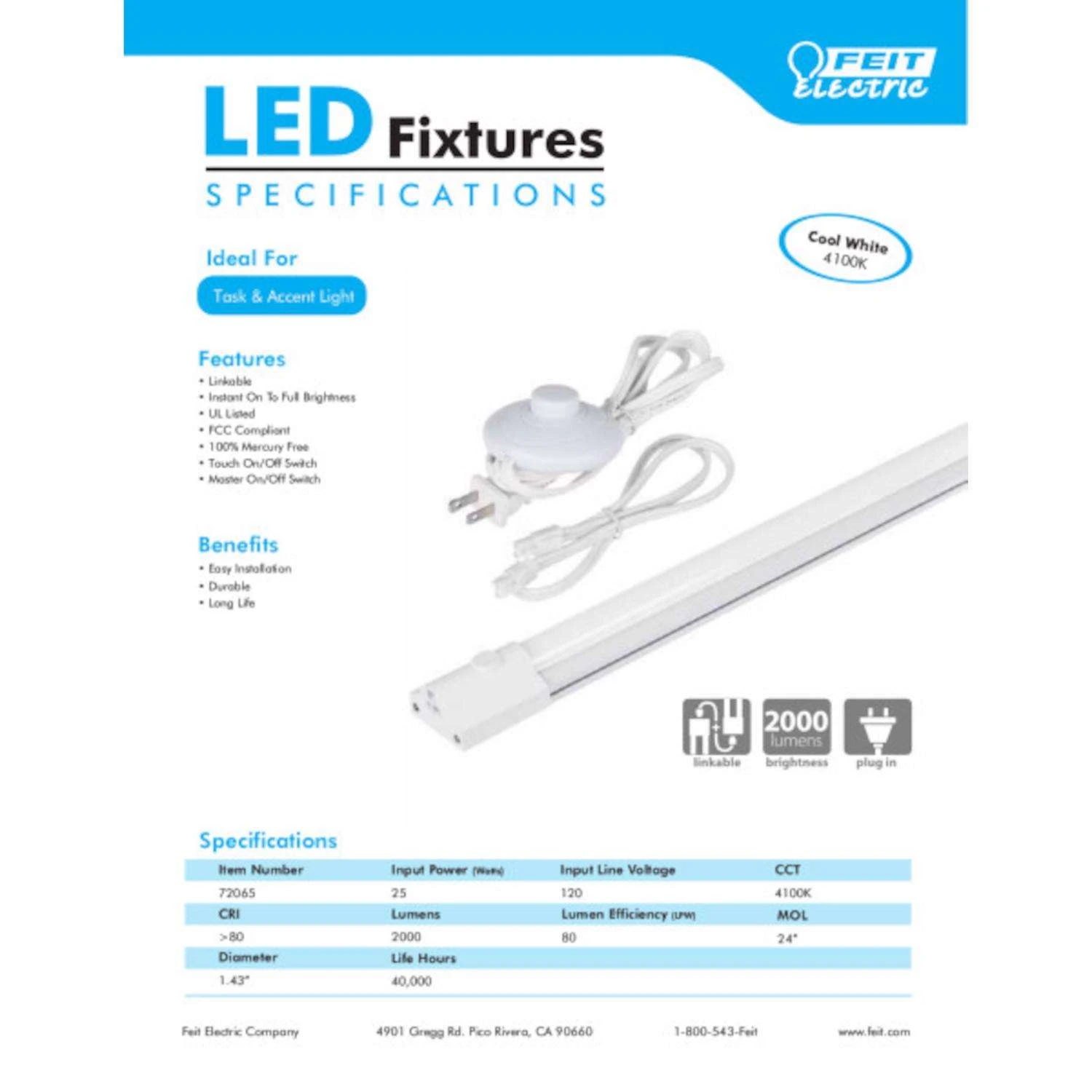 Feit LED 24 In. L White Plug-In LED Strip Light 2000 Lm - Image 4