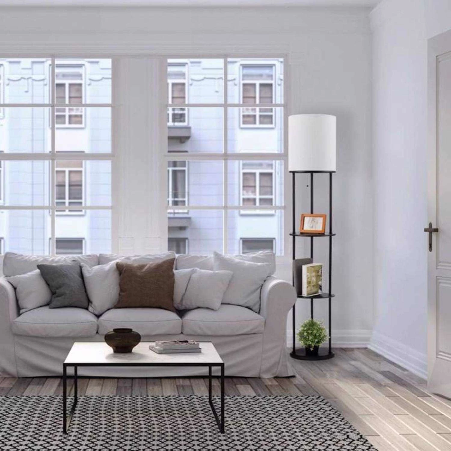 Globe Electric Reid 58 In. Matte Black/White Floor Lamp - Image 7