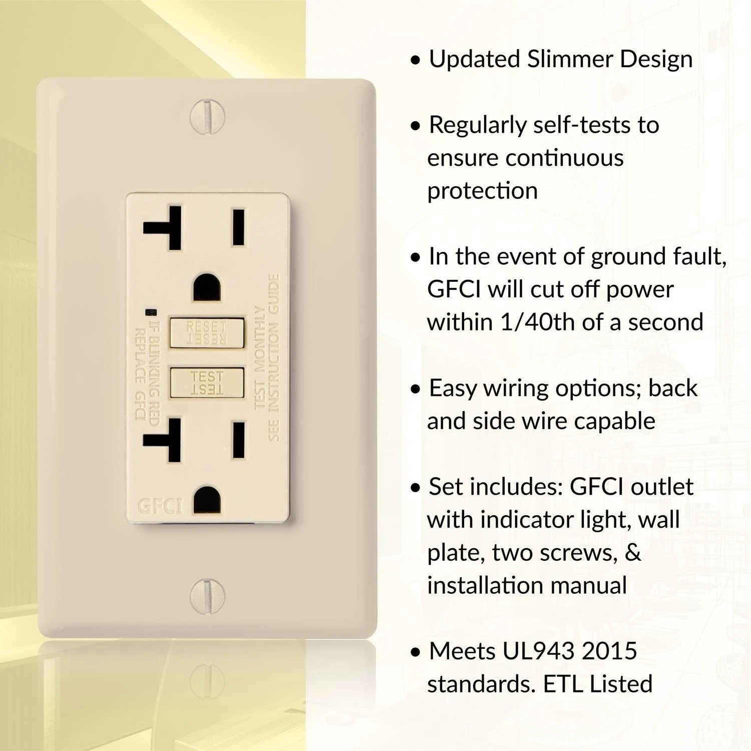 Faith 20 Amps 125 V Ivory GFCI Outlet 10 Pk - Image 2