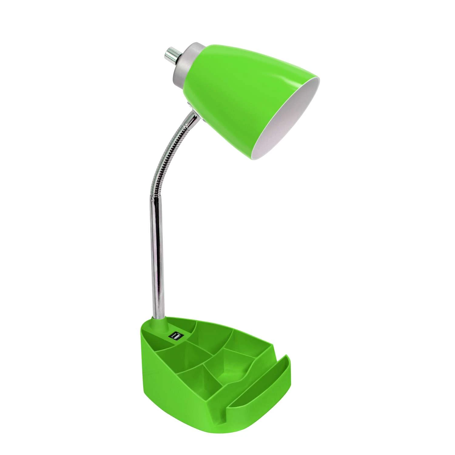 All The Rages LimeLights 18.5 In. Green Organizer Desk Lamp With USB Port