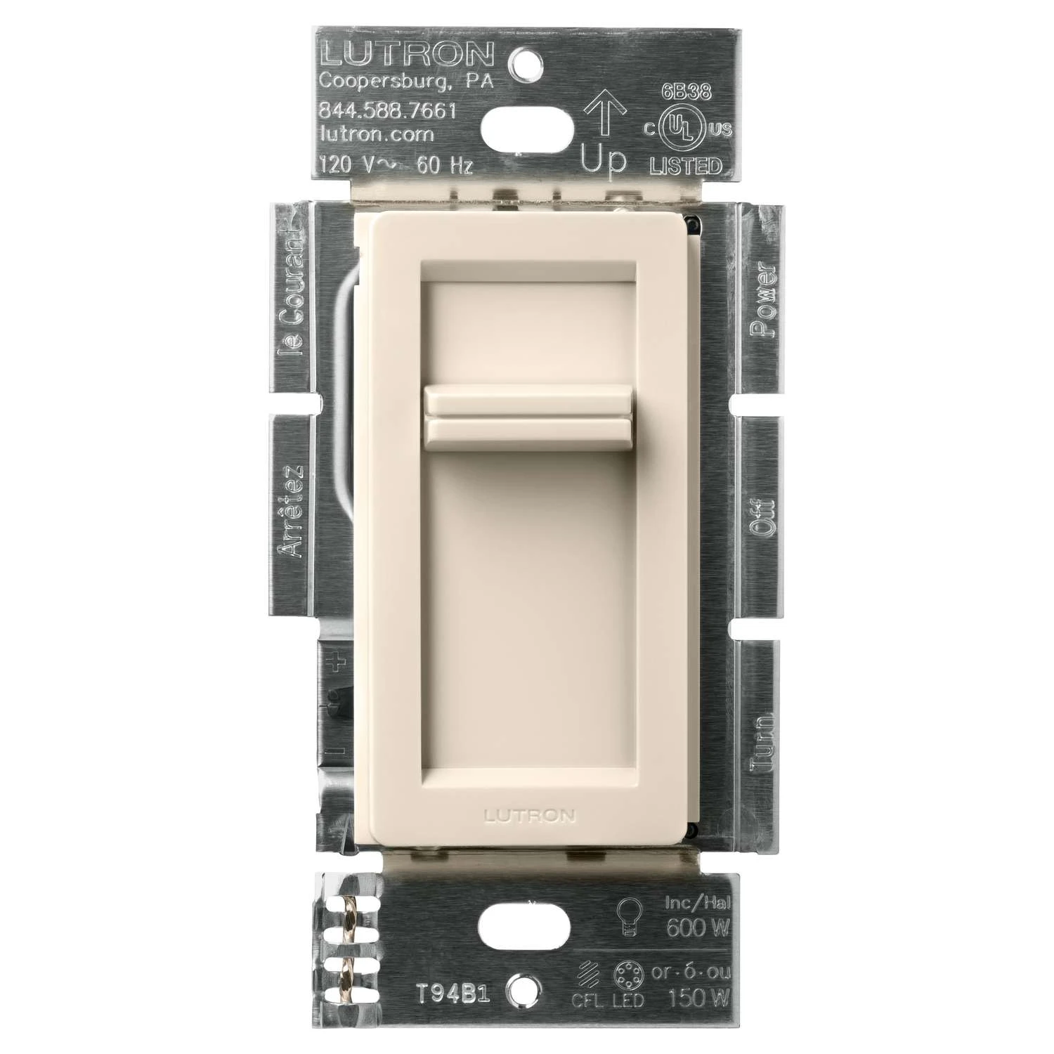 Lutron Lumea Light Almond 150 W Slide Dimmer Switch 1 Pk - Image 3