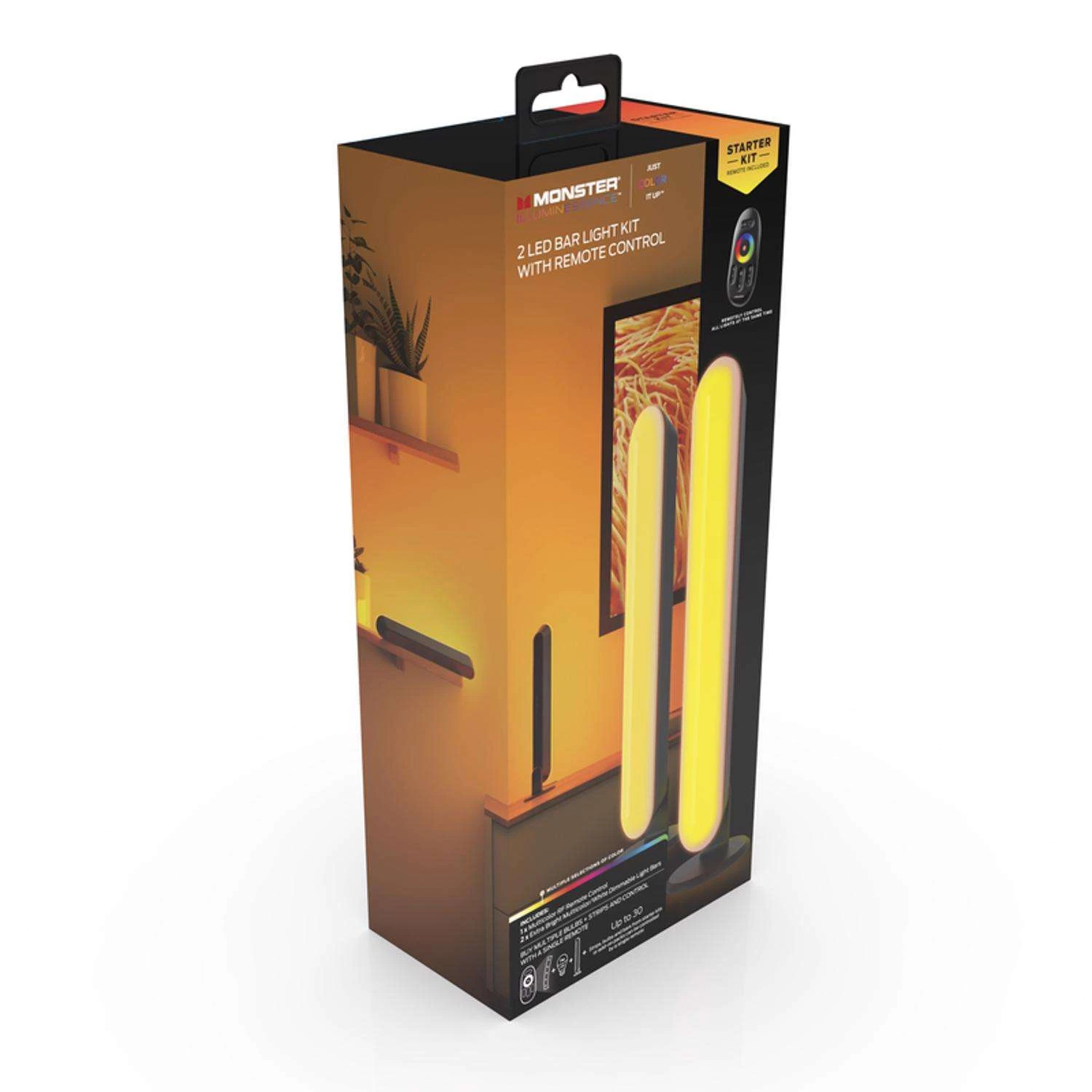 Monster Just Color It Up Illuminessence 0 In. L Black/Brown Plug-In LED Smart-Enabled Mood Light Bar - Image 5