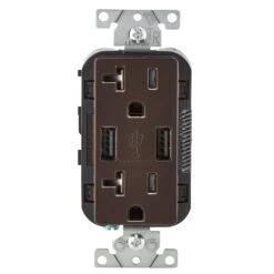 Leviton Decora 20 Amps 125 V Brown Outlet And USB Charger 5-20R 1 Pk