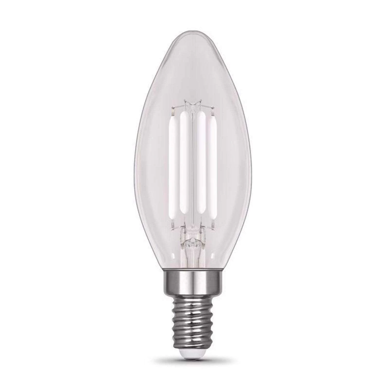 Feit White Filament BA10 E12 (Candelabra) Filament LED Bulb Daylight 60 Watt Equivalence 2 Pk - Image 2