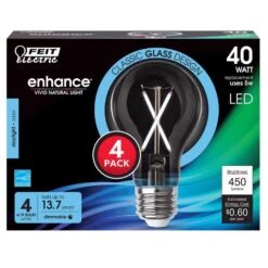 Feit Enhance A19 E26 (Medium) Filament LED Bulb Daylight 40 Watt Equivalence 4 Pk