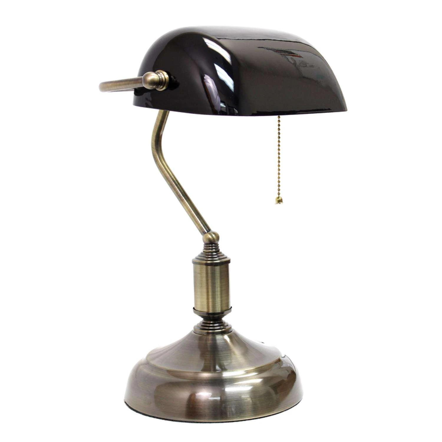 All The Rages Simple Designs 14.75 In. Antique Nickel Black Desk Lamp - Image 2